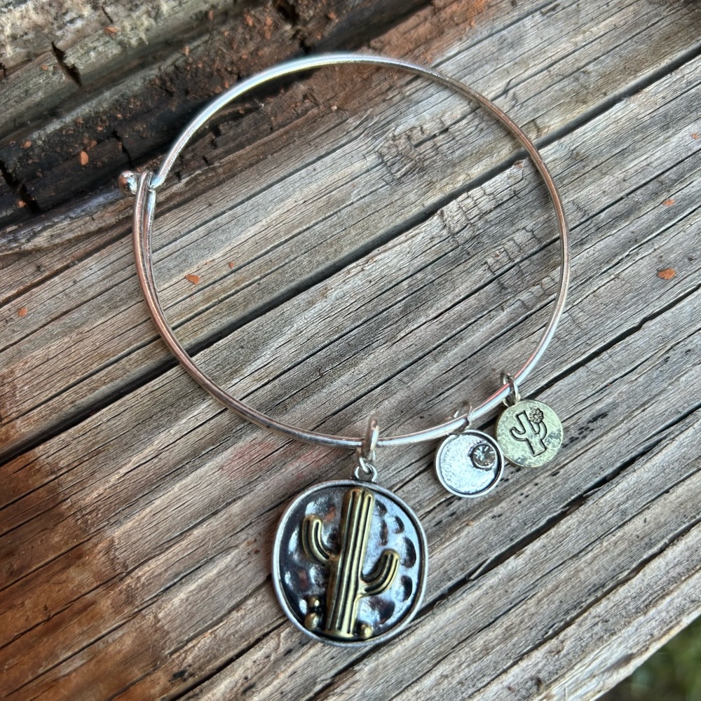 Bohemian Cactus Triple Charm Gold Tone Bracelet NWT